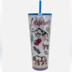Starbucks California Themed Tumbler with Blue Lid & Straw NWT